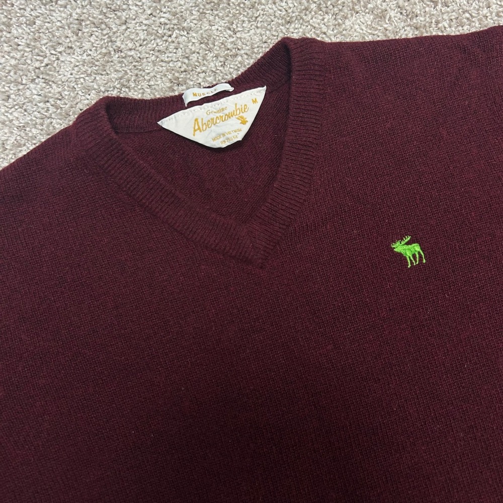 Abercrombie & Fitch Genuine Muscle V-Neck Vintage Sweater Men Medium Wool Blend